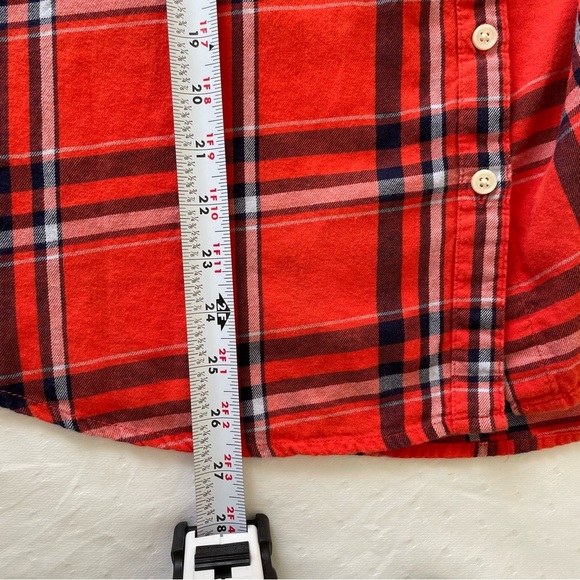 Old Navy Women’s XXL cotton flannel long sleeve button down shirt blue orange - Picture 10 of 10